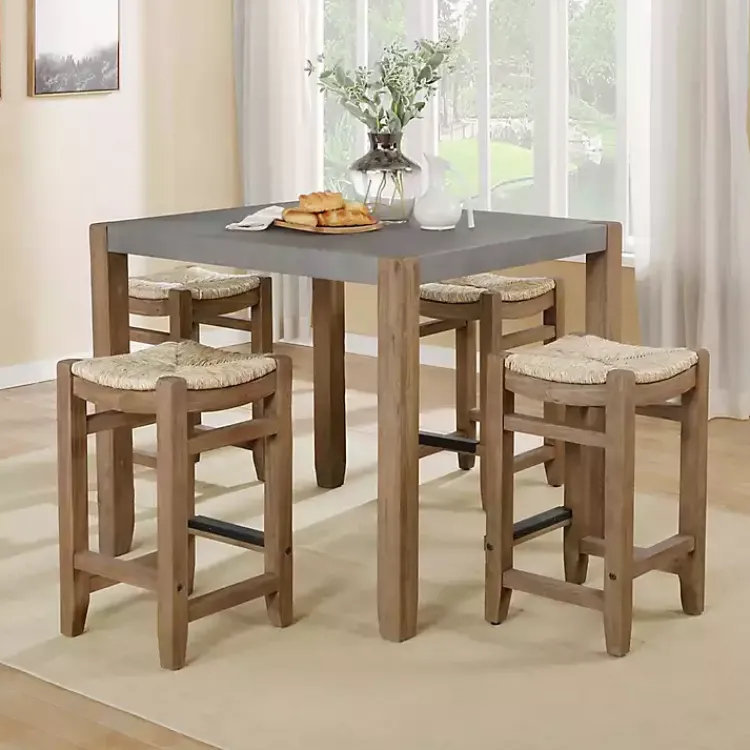 Kirklands Home Dining Tables|Amber Wood and Faux Concrete Dining Table
