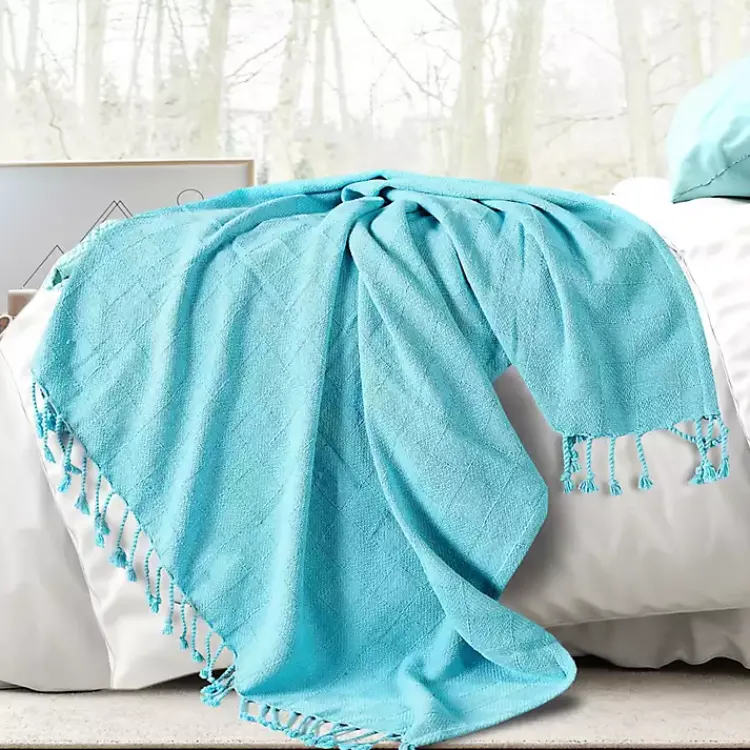 Angel Checkered Weave Fringe Throw Blankets & Throws