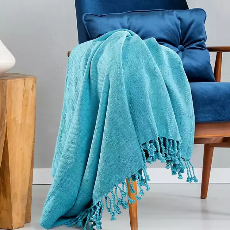 Angel Checkered Weave Fringe Throw Blankets & Throws