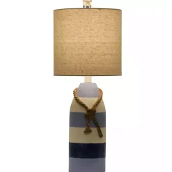 Kirklands Home Table Lamps|Anna Maria Blue Stripe Table Lamp Tan