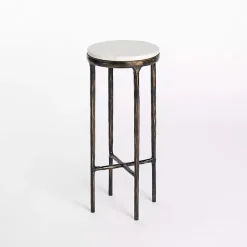 Kirklands Home Accent & End Tables|Antique Brass & Marble Cocktail Table White