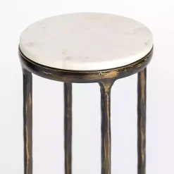 Kirklands Home Accent & End Tables|Antique Brass & Marble Cocktail Table White