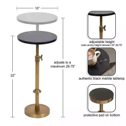 Kirklands Home Accent & End Tables|Antique Brass and Marble Adjustable Table Black