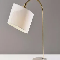 Kirklands Home Table Lamps|Antique Brass Arc Table Lamp White