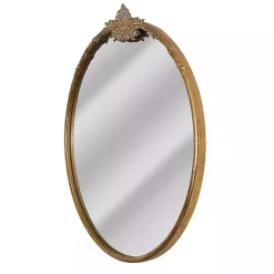 Kirklands Home Decorative Mirrors|Antique Brass Metal Ornate Round Mirror