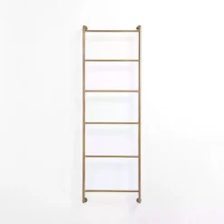 Kirklands Home Wall Storage|Antique Brass Metal Wall Ladder Gold