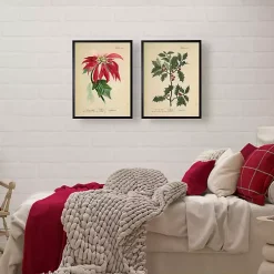 Best Antique Christmas Poinsettia Framed Art Print Christmas Art & Wall Decor