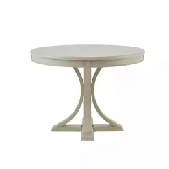 Kirklands Home Dining Tables|Antique Cream Wood Pedestal Round Dining Table White