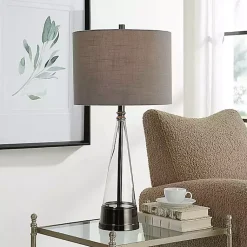 Kirklands Home Table Lamps|Antique Dark Nickel Cone Base Table Lamp Gray