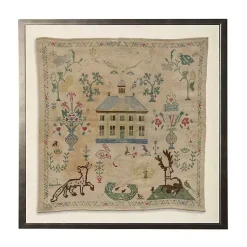 Kirklands Home Framed Art|Antique Folk Sampler Framed Wall Art