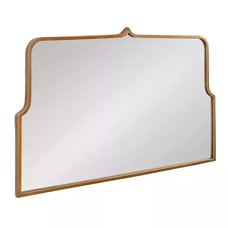 Kirklands Home Decorative Mirrors|Antique Gold Metal Wide Arched Wall Mirror