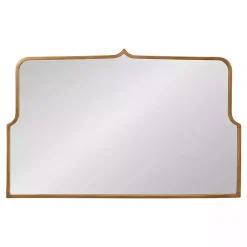 Kirklands Home Decorative Mirrors|Antique Gold Metal Wide Arched Wall Mirror