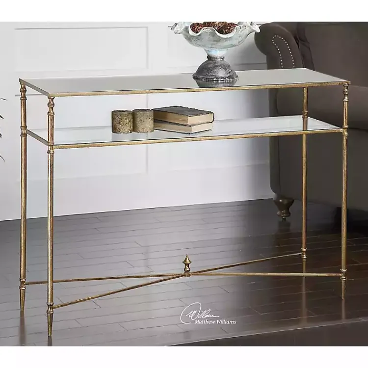 Kirklands Home Console Tables|Antique Mirror Top Console Table Gold