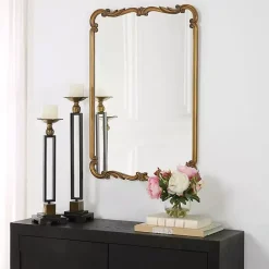 Kirklands Home Decorative Mirrors|Antique Gold Ornate Rectangular Wall Mirror