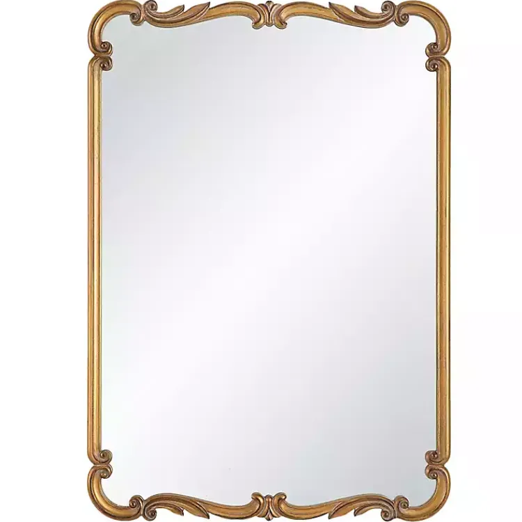 Kirklands Home Decorative Mirrors|Antique Gold Ornate Rectangular Wall Mirror