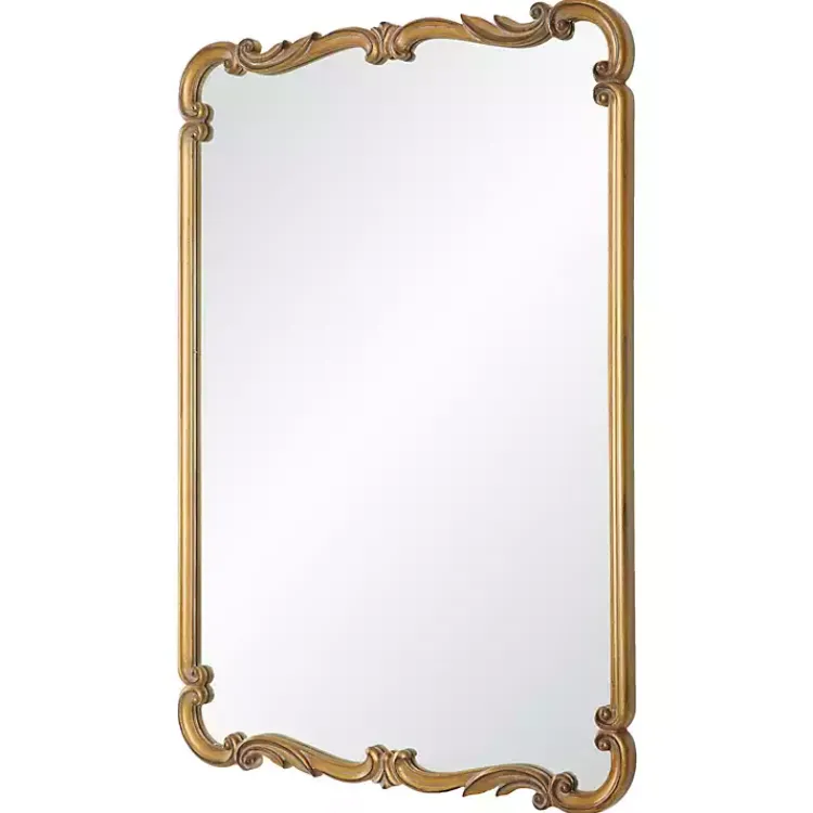 Kirklands Home Decorative Mirrors|Antique Gold Ornate Rectangular Wall Mirror