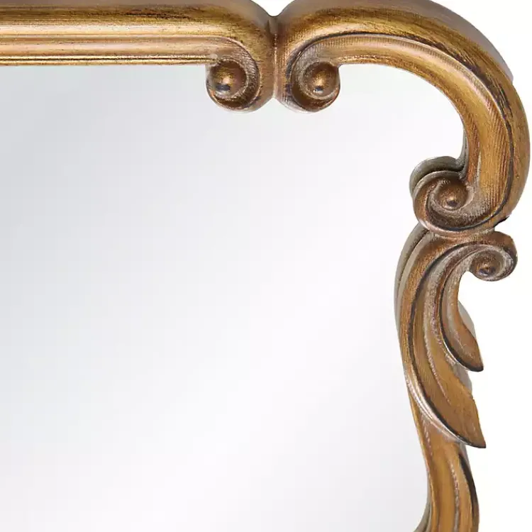 Kirklands Home Decorative Mirrors|Antique Gold Ornate Rectangular Wall Mirror