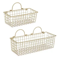 Kirklands Home Wall Storage|Antique Gold 2-pc. Wire Basket Set