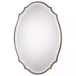 Kirklands Home Decorative Mirrors|Antique Gold Rounded Edge Wood Wall Mirror