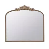 Kirklands Home Decorative Mirrors|Antique Gold Studded Floral Scroll Mirror