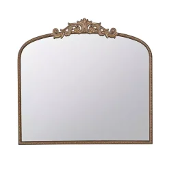 Kirklands Home Decorative Mirrors|Antique Gold Studded Floral Scroll Mirror