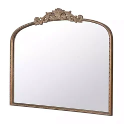 Kirklands Home Decorative Mirrors|Antique Gold Studded Floral Scroll Mirror