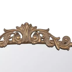 Kirklands Home Decorative Mirrors|Antique Gold Studded Floral Scroll Mirror
