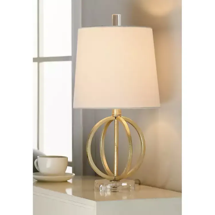 Kirklands Home Table Lamps|Antique Gold Table Lamp with Steel Base White