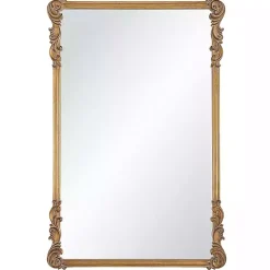 Kirklands Home Decorative Mirrors|Antique Gold Vintage Rectangular Wall Mirror