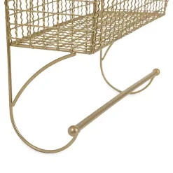 Kirklands Home Wall Storage|Antique Gold Wire Basket Towel Rack, 17 in.