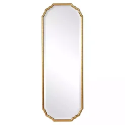 Kirklands Home Decorative Mirrors|Antique Gold Wooden Mirror with Curved Corners