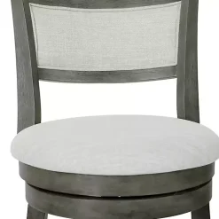 Kirklands Home Bar Stools & Counter Height Stools|Antique Gray Upholstered Swivel Bar Stool Ivory