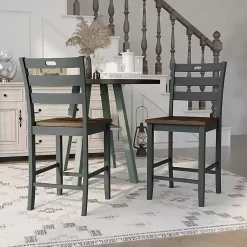 Kirklands Home Bar Stools & Counter Height Stools|Antique Wood Counter Stools, Set of 2 Gray