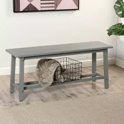 Kirklands Home Benches & Ottomans|Antique Wood Noah Bench Gray