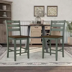 Kirklands Home Bar Stools & Counter Height Stools|Antique Wood Counter Stools, Set of 2 Green