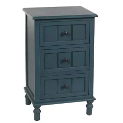 Kirklands Home Accent & End Tables|Antique Navy 3-Drawer Winnie Accent Table Blue