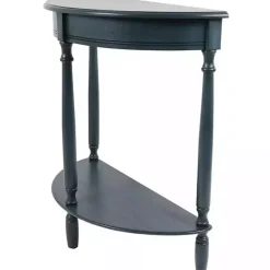 Kirklands Home Console Tables|Antique Navy Half Round Console Table Blue
