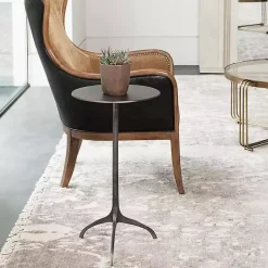 Kirklands Home Accent & End Tables|Antique Nickel Round Tripod Accent Table Gray