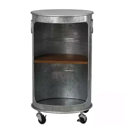 Kirklands Home Accent & End Tables|Antique Round Rolling Galvanized Accent Table Gray