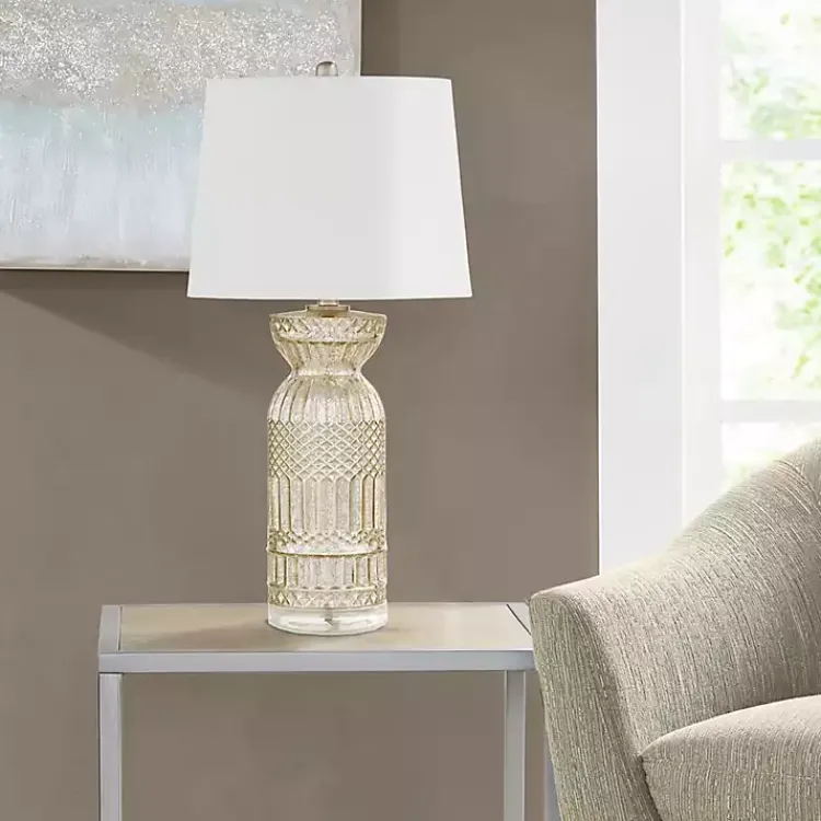 Kirklands Home Table Lamps|Antique Textured Glass Luxuria Table Lamp Silver