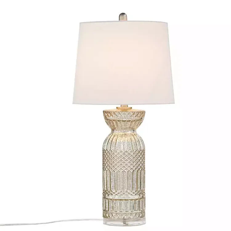 Kirklands Home Table Lamps|Antique Textured Glass Luxuria Table Lamp Silver