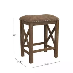 Kirklands Home Bar Stools & Counter Height Stools|Antique Walnut Faux Leather Stools, Set of 2 Brown