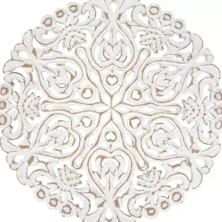 Kirklands Home Wall Plaques|Antique Damask Round Wall Plaque White