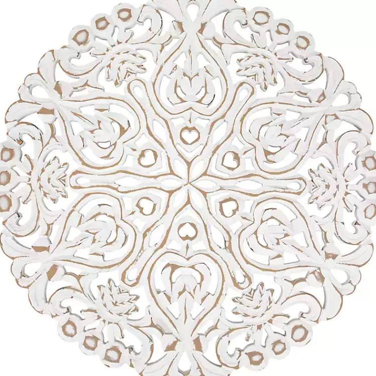 Kirklands Home Wall Plaques|Antique Damask Round Wall Plaque White