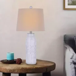 Kirklands Home Table Lamps|Antique White Deco Diamond Table Lamps, Set of 2 Tan