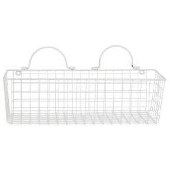 Kirklands Home Wall Storage|Antique White 2-pc. Long Wire Basket Set, 17 in.