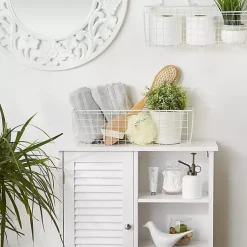 Kirklands Home Wall Storage|Antique White 2-pc. Long Wire Basket Set, 17 in.