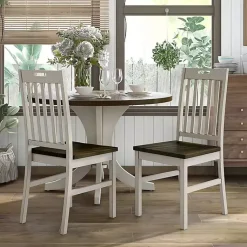 Kirklands Home Dining Chairs|Antique Slatted Back Dining Chairs, Set of 2 White