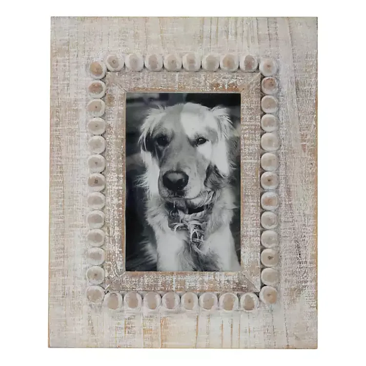 Discount Antique White Wood Beaded Picture Frame, 4x6 Picture Frames