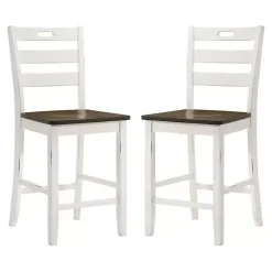 Kirklands Home Bar Stools & Counter Height Stools|Antique Wood Counter Stools, Set of 2 White